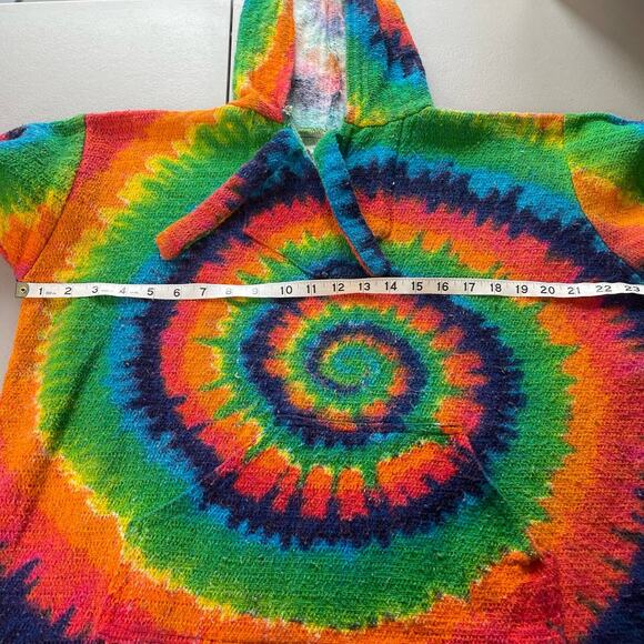 Hippie Sweatshirt Tie Dye Bright Rainbow Swirl Hoodie Long Sleeve Multicolor - Picture 11 of 14
